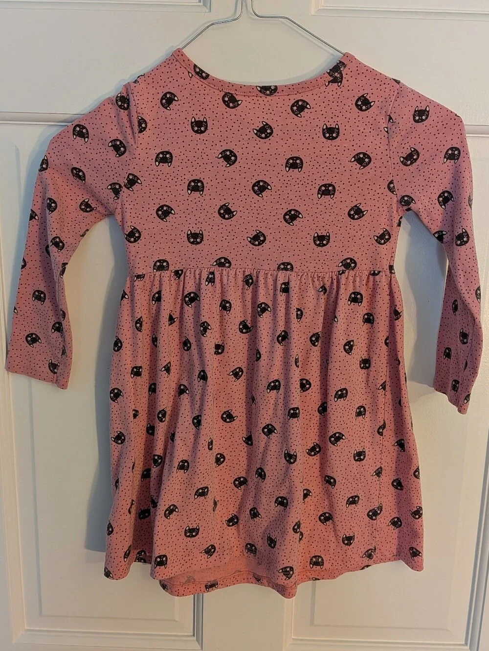 Old Navy pink long sleeve dress with black cat face print